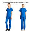 Dagacci Medical Uniform Women's Scrubs Set Stretch Ultra Soft Y-Neck Wrap Top and Pants Royal Blue XXL view 2