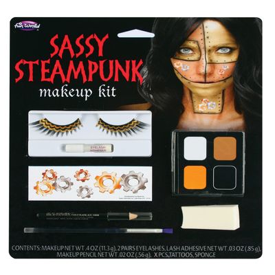 Fun World Women's Sassy Steampunk Make Up Kit, Multi, Standard