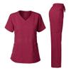 Dagacci Medical Uniform Scrubs for Women Set  Natural Stretch Ultra Soft V-Neck Top and Pants Sets for Women - 9 Pocket Burgundy XS view 1