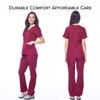Dagacci Medical Uniform Scrubs for Women Set  Natural Stretch Ultra Soft V-Neck Top and Pants Sets for Women - 9 Pocket Burgundy XS view 2