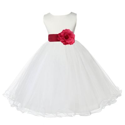 Wedding Pageant Ivory Flower Girl Rattail Edge Tulle Dress 829S 6