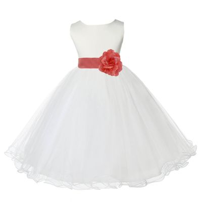 Wedding Pageant Ivory Flower Girl Rattail Edge Tulle Dress 829S 4