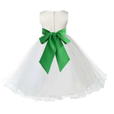 Wedding Pageant Ivory Flower Girl Rattail Edge Tulle Dress 829S 10