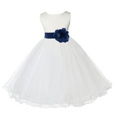 Wedding Pageant Ivory Flower Girl Rattail Edge Tulle Dress 829S 6