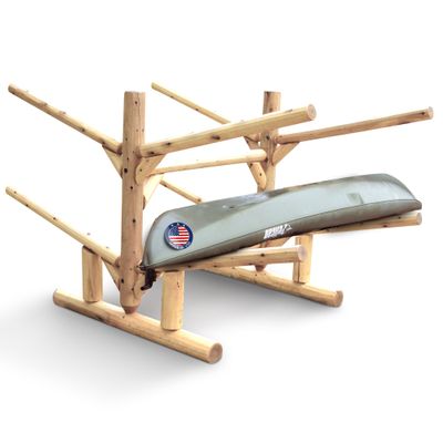 Log Kayak Rack - 4-Place Kayak/Canoe Rack, Freestanding Kayak Storage Rack, Kayak Racks for Outdoor Storage, SUP or Canoe Storage Rack - Unfinished