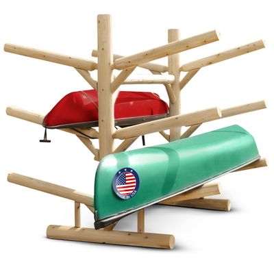 Log Kayak Rack 6-Place Canoe Racks, Freestanding Paddle Board Storages, Surfboard Stand, Canoe Paddles or SUP Storage Racks, Paddle Board Rack for Outdoor Storage - Unfinished