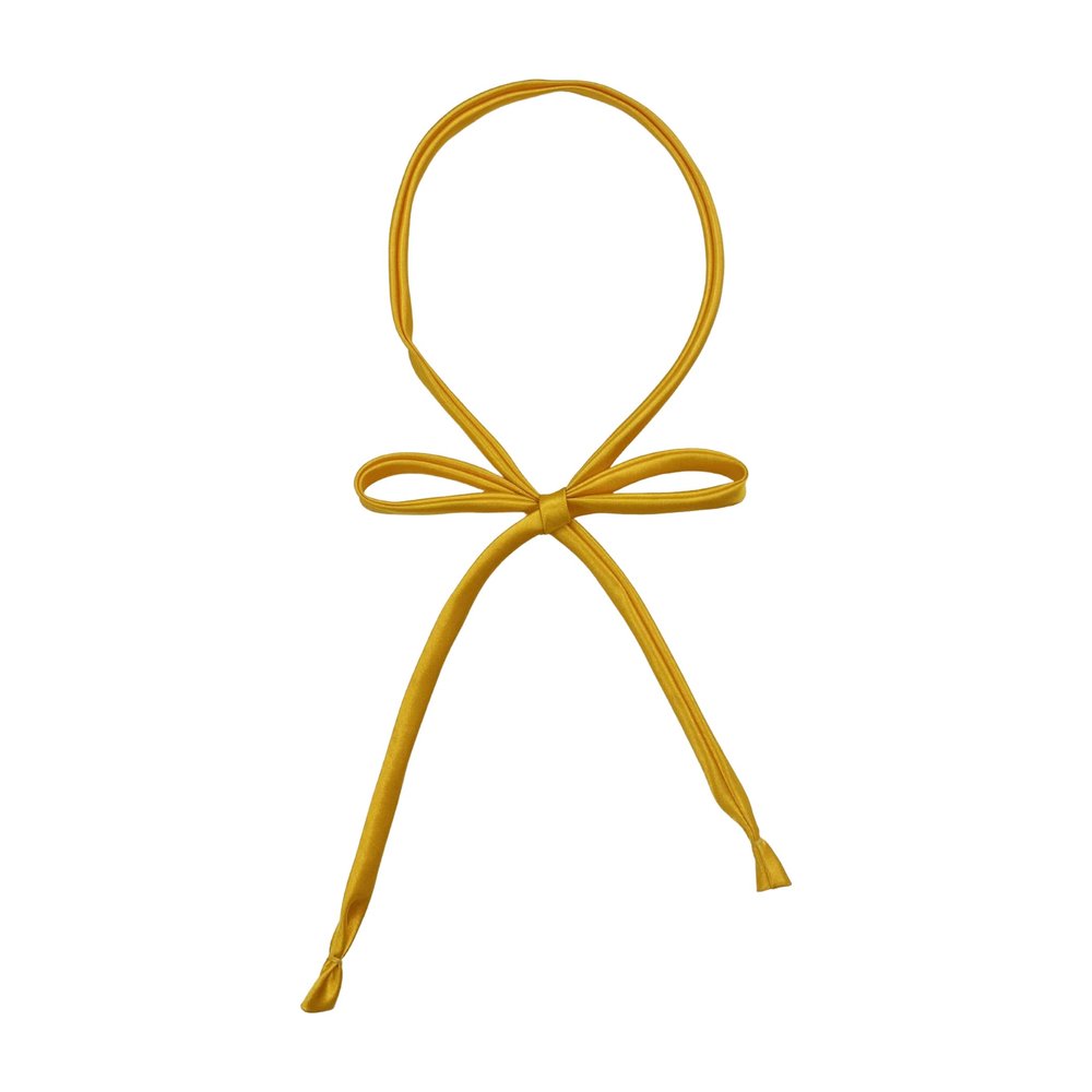 Women's Satin Long Bow Tie, Ladies Self Tied Ribbon Bowtie for Japanese Uniform JK Cosplay Shirt Decoration LBK-1 (Gold)