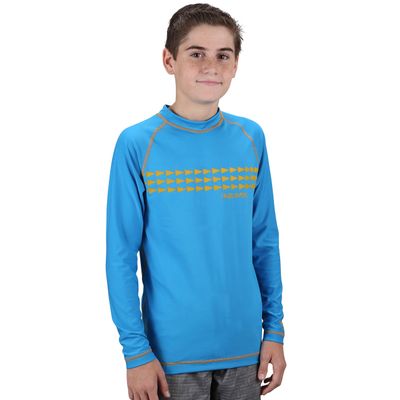 U.S. Divers Youth Long Sleeve Rashguard, Aqua/Orange, 16