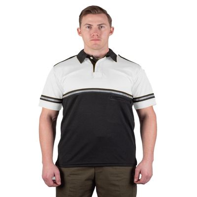 First Class Two Tone Bike Patrol Shirt with Reflective Stripes and Zipper Pocket (White and Black) (XL)