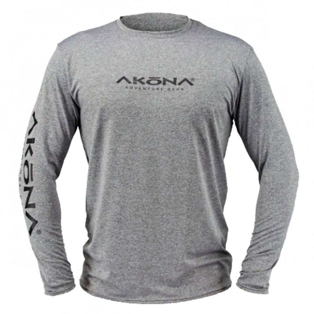 AKONA Men's Long Sleeve Rash Guard, Sun Shirt SPF50+, and Watersports Top. Snorkeling, Surfing, Paddling, Kayaking, Diving, Fishing - Titanium, Large