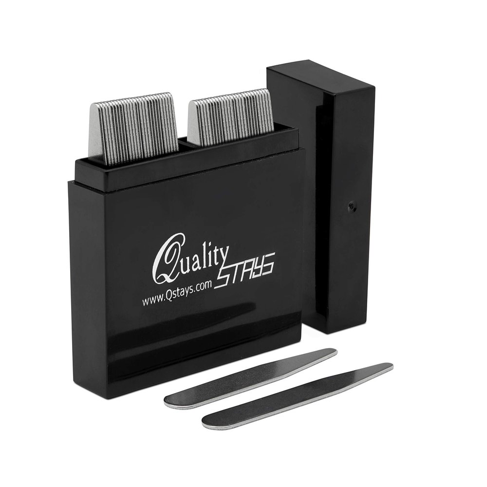 50 Metal Collar Stays for Men's Dress Shirts  2 Sizes (26 x 2.5", 24 x 2.75") in Divided Box