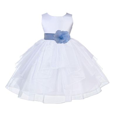 ekidsbridal Wedding Pageant White Shimmering Organza Flower Girl Dress 4613S m