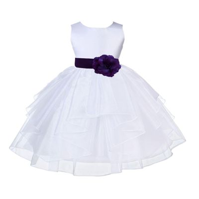 ekidsbridal Wedding Pageant White Shimmering Organza Flower Girl Dress 4613S m