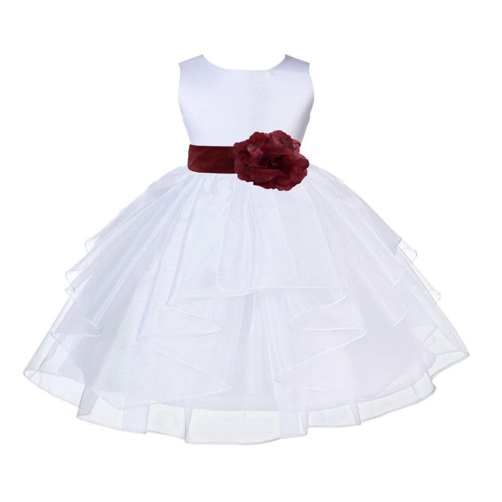 ekidsbridal Wedding Pageant White Shimmering Organza Flower Girl Dress 4613S s