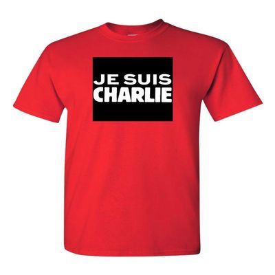 Je Suis Charlie France Freedom Bold DT Adult T-Shirt Tee (Medium, Red)