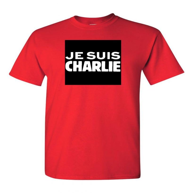 Je Suis Charlie France Freedom Bold DT Adult T-Shirt Tee (Medium, Red)