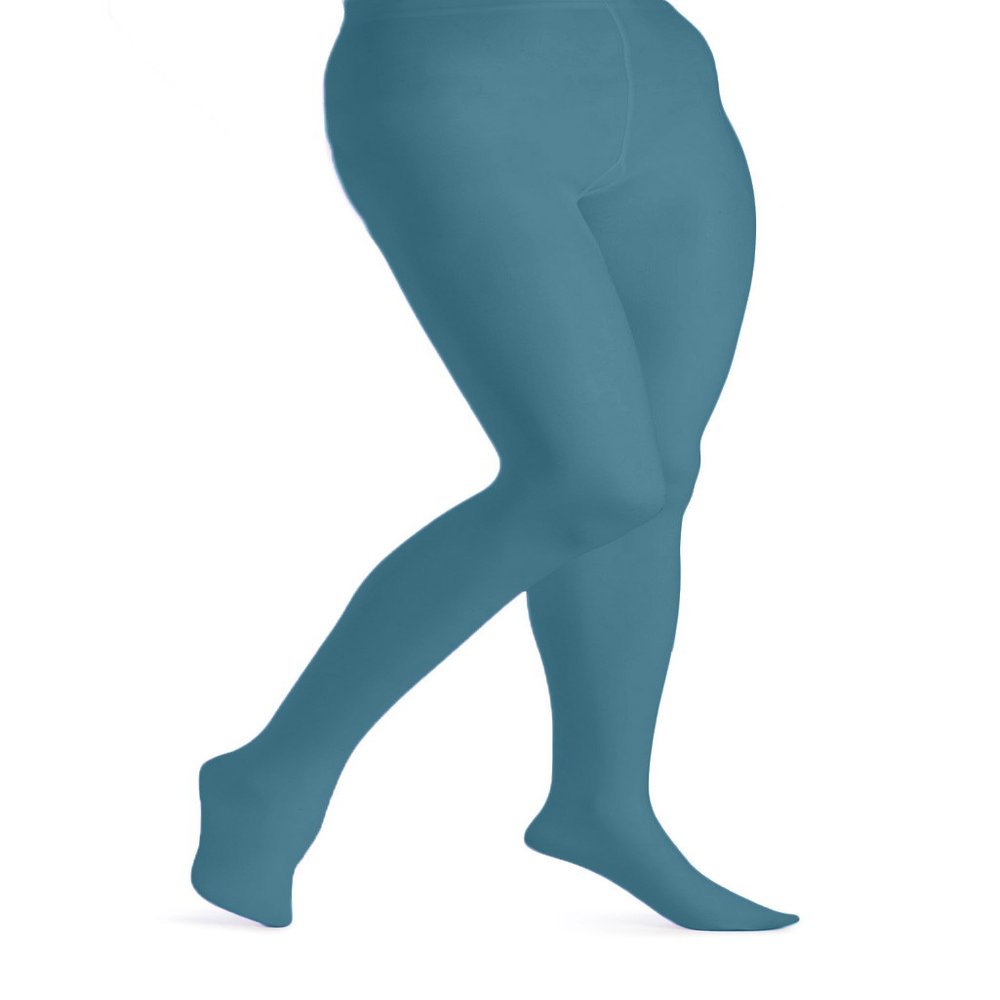 Butterfly EMEM Apparel Women's Ladies Plus Size Queen Opaque Footed Tights Fashion Hosiery Stockings Teal 4X