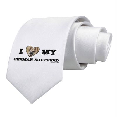 TOOLOUD I Heart My German Shepherd Printed White Neck Tie