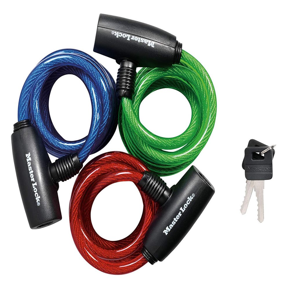 3-Pack 6-Ft. Multi-Purpose Keyed-Alike Bike Lock With 8mm Colored Cables