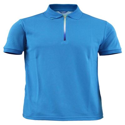 BCPOLO Men's Sportswear Coolon Fabric Polo T-Shirt Zipper Neck Style Blue S