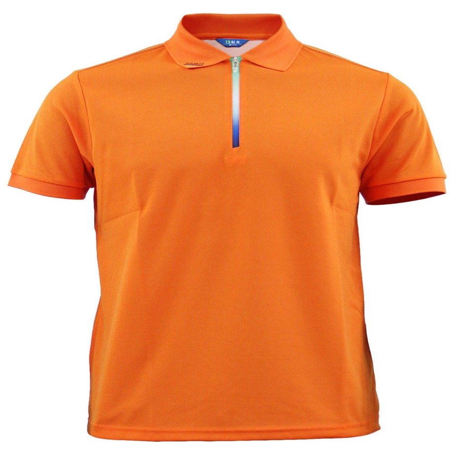 BCPOLO Men's Sportswear Coolon Fabric Polo T-Shirt Zipper Neck Style Orange XL