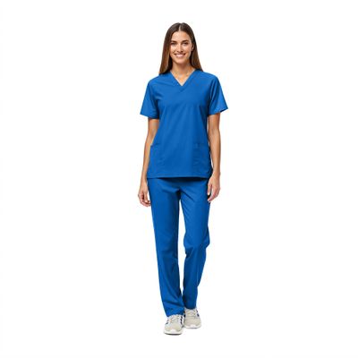Women's Scrub Set - Medical Scrub Top and Pant, True Royal, Medium