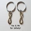 JewelryEveryday Double Keychain Set Small Bronze Infinity Symbol Keychain - You And Me For Infinity; Couples Keychain Set view 2
