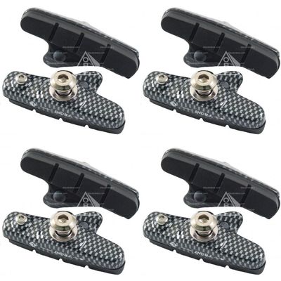 4 Pairs (8 Pads) Road Brake Pads Compatible with Shimano Dura-Ace, Ultegra, 55mm Long Carbon Effect Finish Cartridge with Replacable Inserts