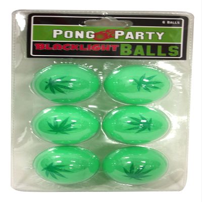Island Dogs Pot Leaf Party Pong Balls - 6 pk of Black Light Responsive Green Party Balls - Perfect for Beer Pong and Other Games