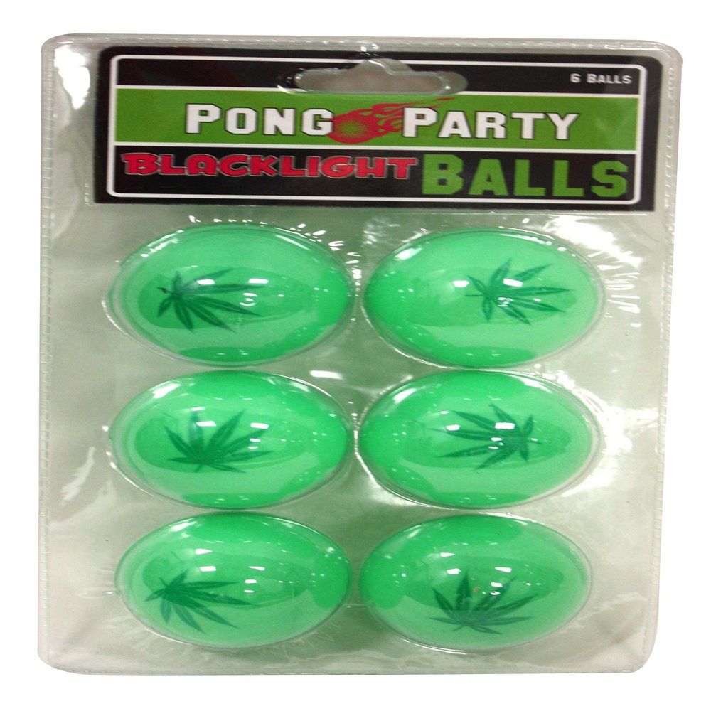 Island Dogs Pot Leaf Party Pong Balls - 6 pk of Black Light Responsive Green Party Balls - Perfect for Beer Pong and Other Games