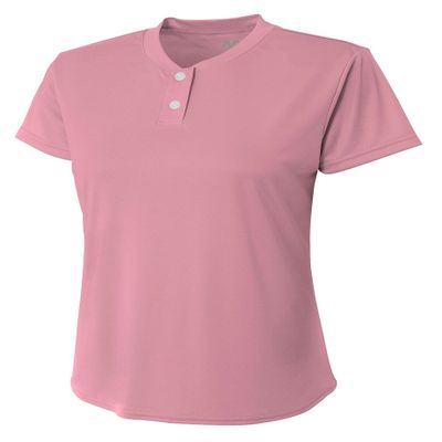 A4 Womens Tek 2-Button Henley, 2XL, Pink