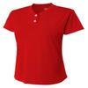A4 Womens Tek 2-Button Henley, Large, Scarlet view 1