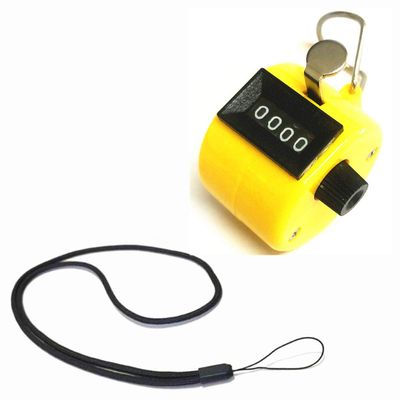 FormVan Hand Tally Counter with Lanyard, Mechanical Lap Tracker Manual Clicker with Metal Finger Ring Hoop Holder, Yellow