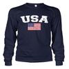 Cybertela Men's Faded Distressed USA American Flag Long Sleeve T-Shirt (Navy Blue, 2X-Large) view 1