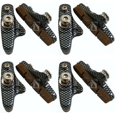 4 Pairs (8 Pads) Road Brake Pads Compatible with Shimano DuraAce Dura Ace,Ultegra, Suit Carbon Rim, Carbon Effect Finish, Cartridge/Holder with Replaceable Inserts