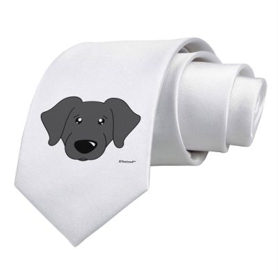 TOOLOUD Cute Black Labrador Retriever Dog Printed White Neck Tie