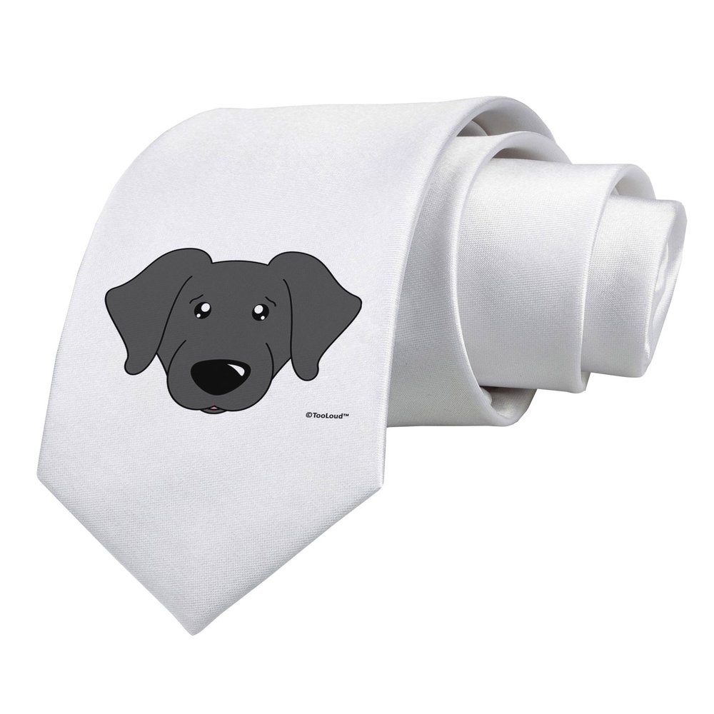 TOOLOUD Cute Black Labrador Retriever Dog Printed White Neck Tie
