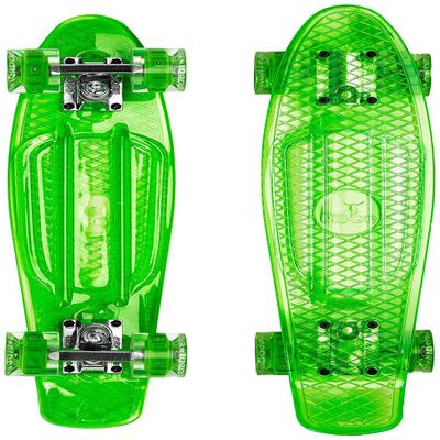 Ridge Skateboards Unisex's Blaze Mini Cruiser Skateboard-Transparent Deck Colour LED, 22-Inch, Green-Multi