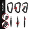 Rhino Produxs 12kN (2697 lbs) Heavy Duty Carabiner Clips, for Securing Pets, Outdoor, Camping, Hiking, Hammock, Dog Leash Harness, Keychains view 4