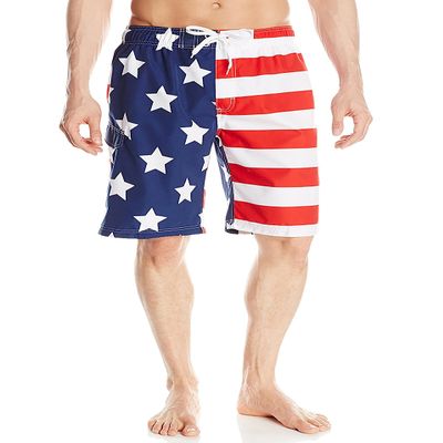 Kanu Surf Men's Barracuda Swim Trunks (Regular & Extended Sizes), USA American Flag, Medium