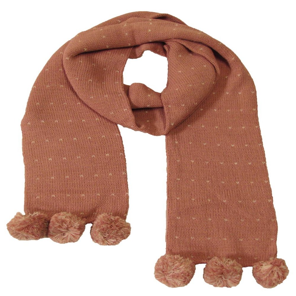COUVER Girls Soft Acrylic Fashion/Stylish Puce Pom-Pom with White Heart Scarf