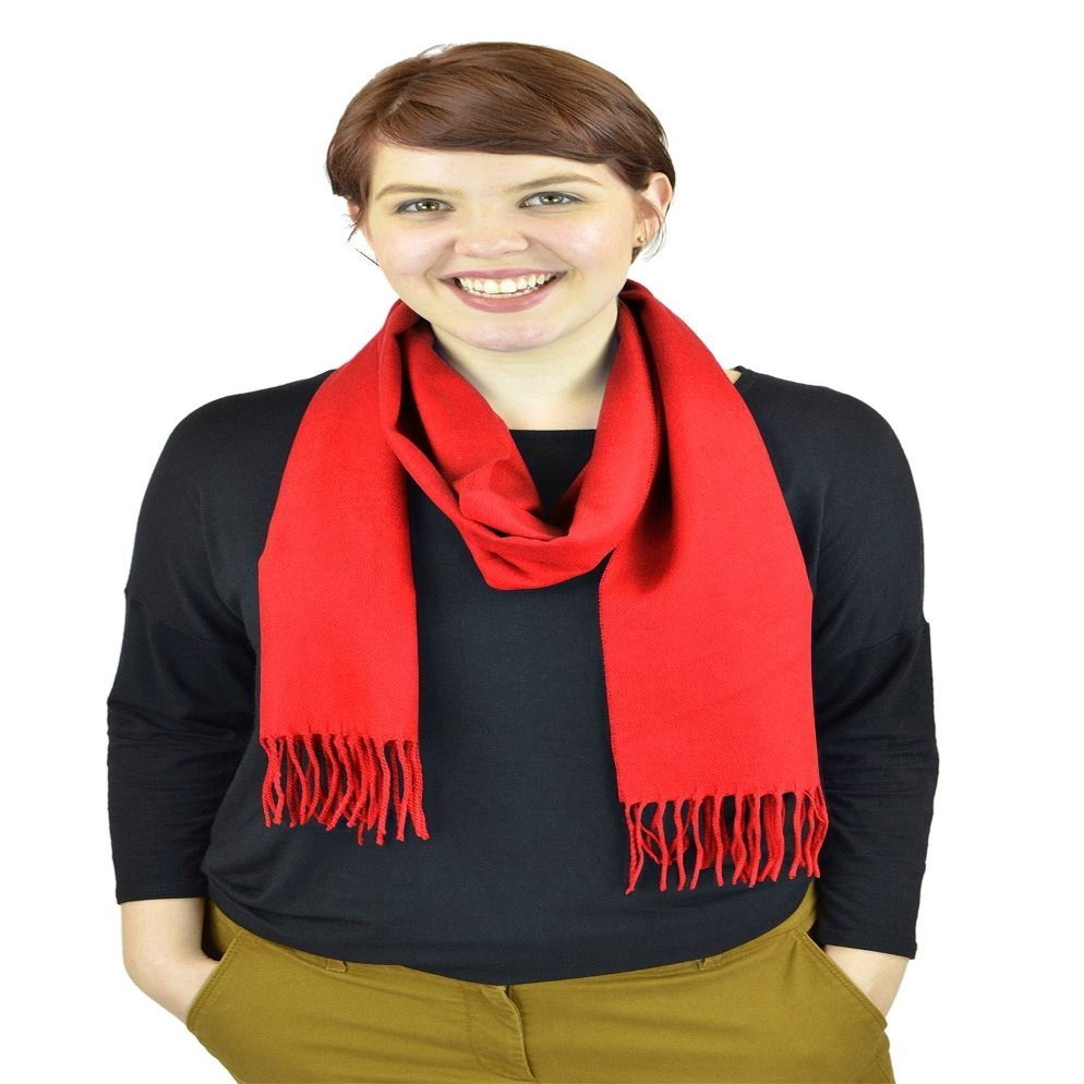 Belle Donne Women Scarves Girls Scarf Fuax Pashmina, Winter Solid Scarves - Red