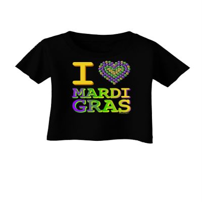 TOOLOUD I Love Heart Mardi Gras Infant T-Shirt Dark Black - 18Months