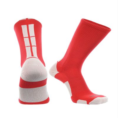 TCK Baseline Crew Athletic Socks for Basketball, Football & Sports - Large, Scarlet Red/White