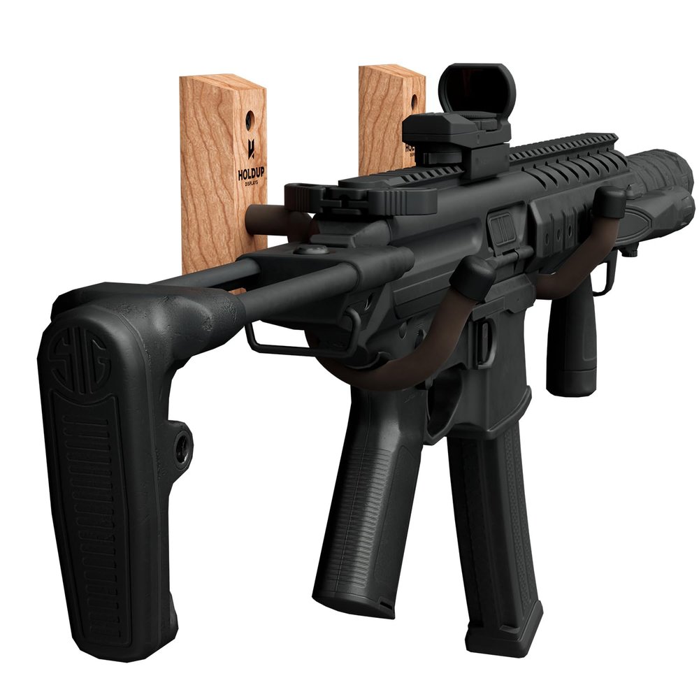 Hold Up Displays Gun Wall Mount, Cherry Hardwood, 15lbs Capacity, Made in USA
