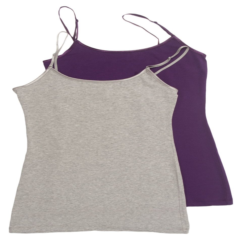 2 Pack Active Basic Women's Plus Size Basics Cami Tank Top 3X H Gray, Purple
