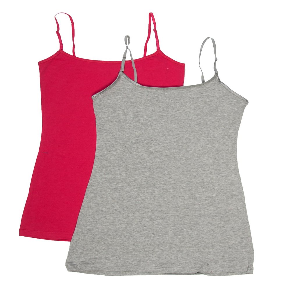 2 Pack Active Basic Women's Plus Size Basics Cami Tank Top 3X H Gray, H Pink
