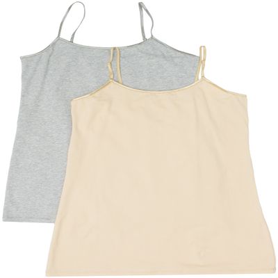 2 Pack Active Basic Women's Plus Size Basics Cami Tank Top 1X H Gray, Taupe