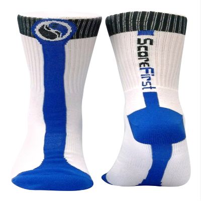 ScoreFirst Men's Athletic Crew Socks (X-Large, Blue/Green)