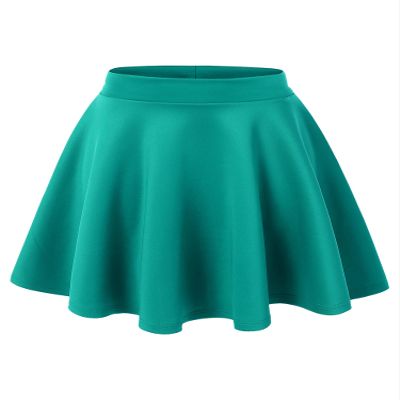 MBJ WB211 Women's Basic Versatile Stretchy Flared Skater Skirt for Girl L Jade